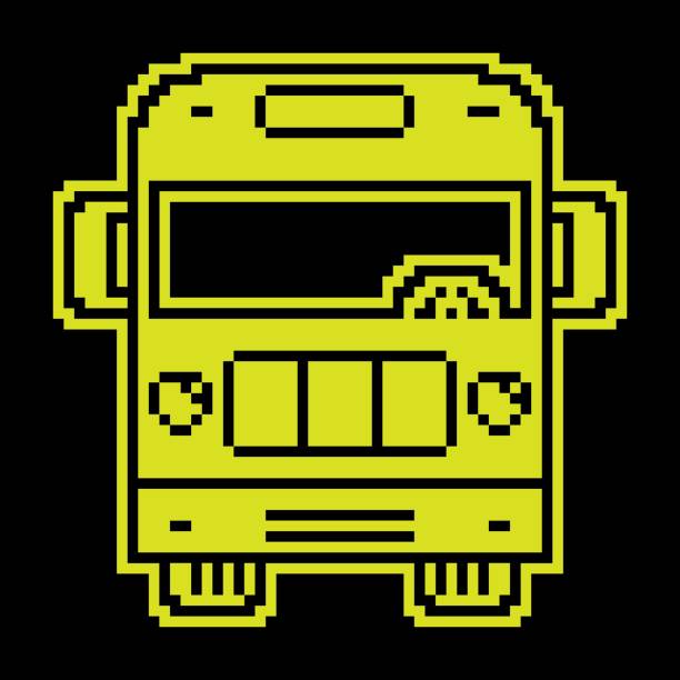 illustrations, cliparts, dessins animés et icônes de bus scolaire américain. le 1er septembre est le début de l’année scolaire. icône de silhouette de pixel. vecteur noir et jaune simple - auto repair shop tire car mechanic