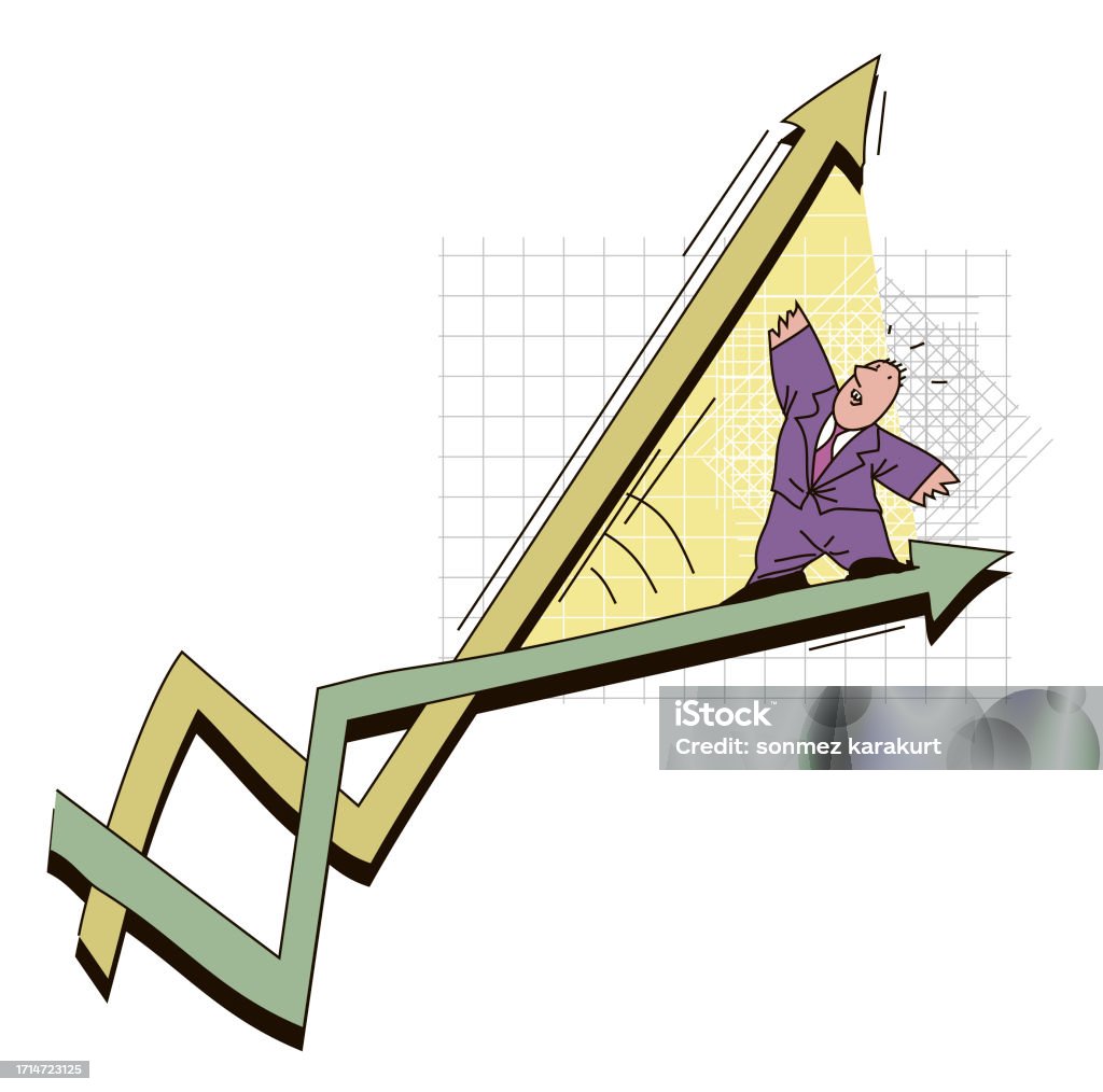 Status Items Rising Falling Businessman Caught Between Rising And Falling Graphs Stock Illustration ...