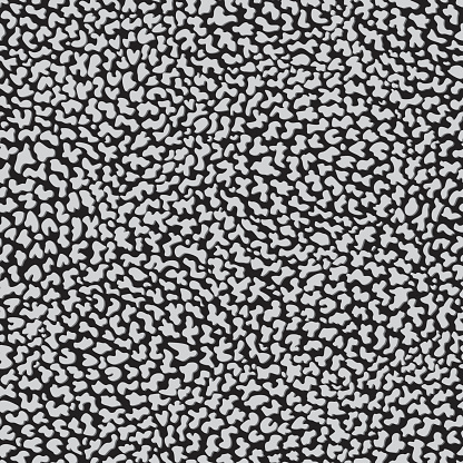 Vector seamless dappled pattern. Grey animalist spots with shadows on a black background