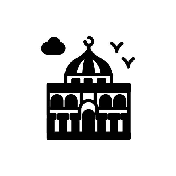 illustrazioni stock, clip art, cartoni animati e icone di tendenza di icona della cupola della roccia in vettoriale. logo - dome of the rock illustrations