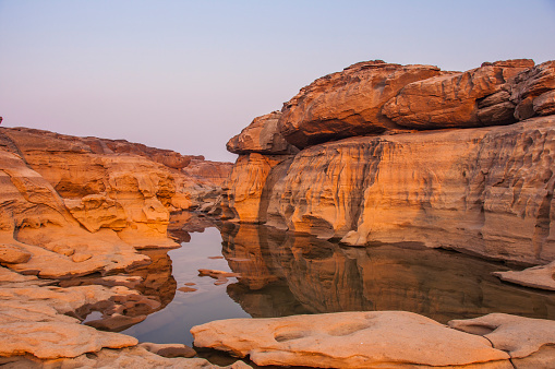 Unseen Thailand stone canyon at Sam Phan Bok in MeKong river, Ubon Ratchathani, Thailand