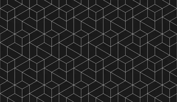 Vector illustration of Vector seamless cubic hexagon pattern. Abstract geometric low poly background. Stylish grid texture.