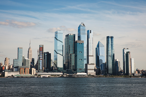 Panoramic view of the new Hudson Yards skyscrapers and Midtown Manhattan new skyline.