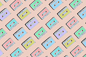 Old retro song cassettes background