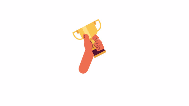 Hand holding trophy 2D character hand animation