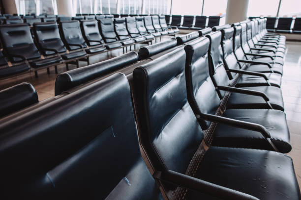 comfortable chairs in the airport waiting room, they look like new