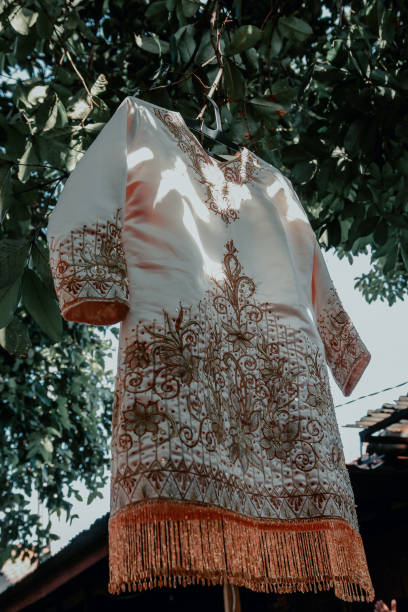 istock The bride's traditional dress is hanging on a tree branch 1714821753