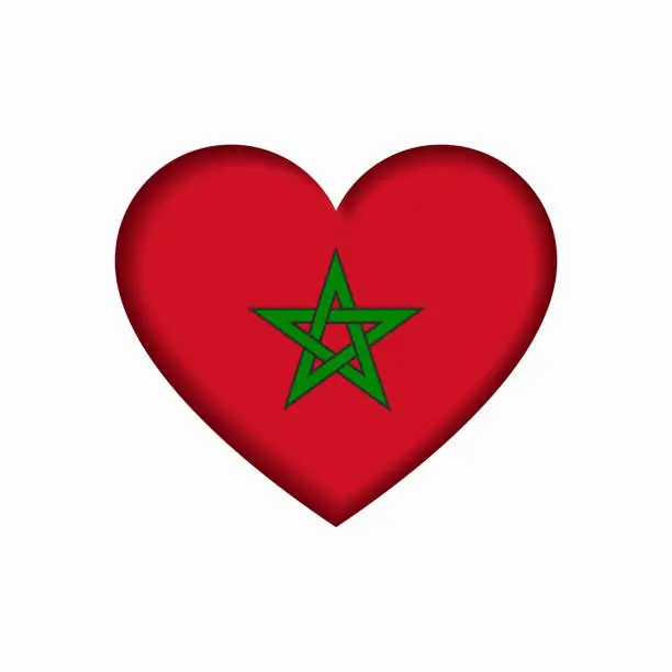 Vector illustration of Moroccan flag heart-shaped sign. Vector illustration.
