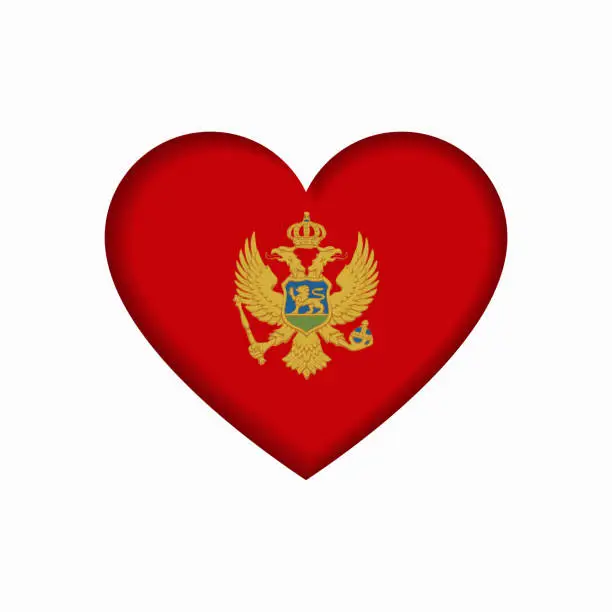 Vector illustration of Montenegro flag heart-shaped sign. Vector illustration.