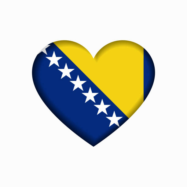 ilustrações, clipart, desenhos animados e ícones de bandeira da bósnia herzegovina sinal em forma de coração. ilustração vetorial. - bosnia herzegovinan