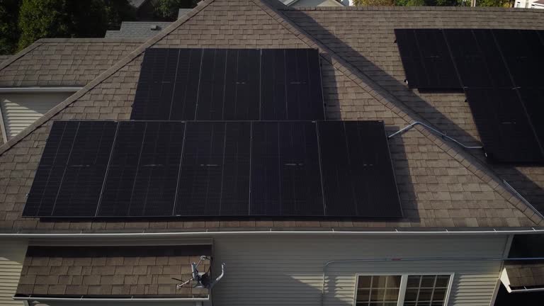 Solar panels on the roof of the house.