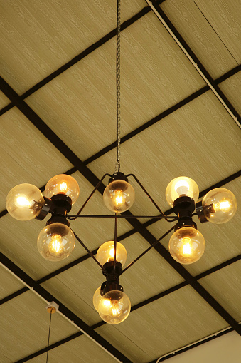 Ceiling pendant lighting with sphere shaped glass shade