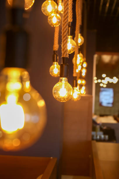 istock Rustic yellow lamps in luxury venue 1714871909