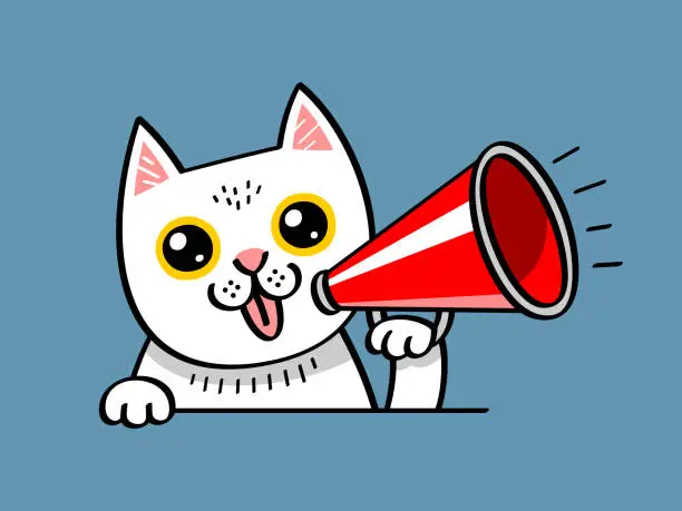 Vector illustration of Cat with a megaphone