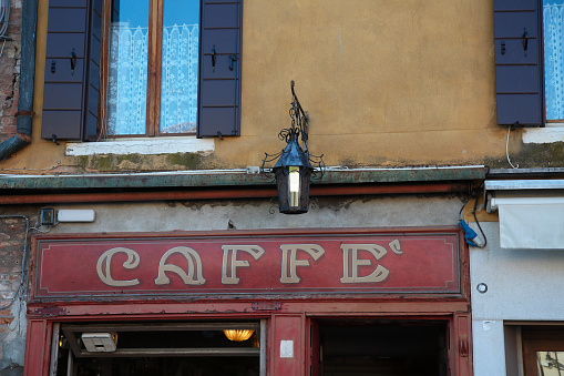 Caffe sign in the old downtown