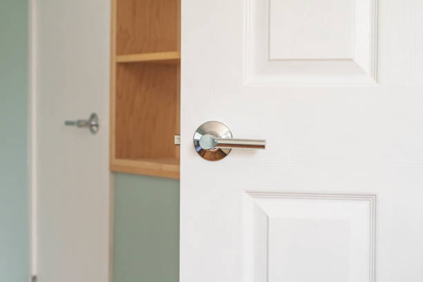 detailed interior design close up of door and furniture stock photo