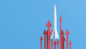 Abstract 3d arrows with rocket