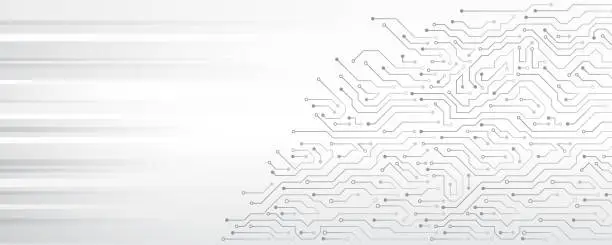 Vector illustration of Hi-tech communication design. Electronic vector illustration. Abstract modern digital science technology futuristic circuit board. Cyber connection on the grey background.