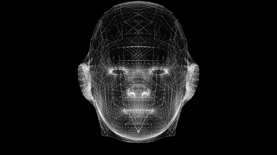 face of humanoid, generative ai background concept