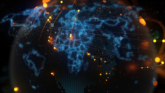 World map technology background