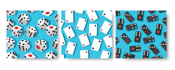 Vector illustration of Casino background playing cards , dices , domino. vector illustration