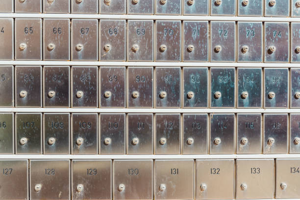 istock Numbered metal safes to hide secrets in a post office. 1714937477