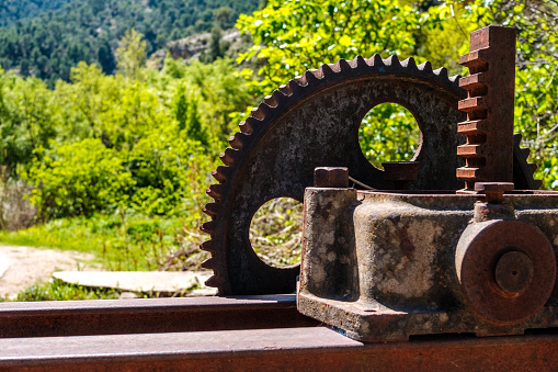 Old and obsolete gears for gates of irrigation systems of orchards in Spain, heritage of the Arabs.