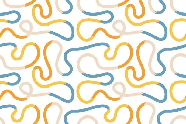Vector illustration of Seamless pattern of colorful abstract squiggles print,