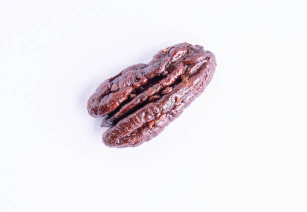 Heap peeled Pecan nuts. Full frame of healthy pecans.