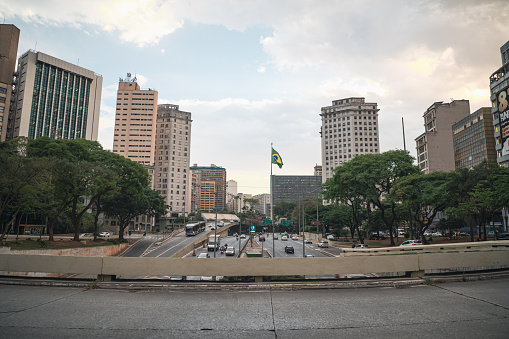 Skyline view of downtown Belo Horizonte behind the central station