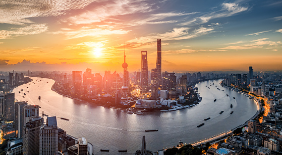 Beautiful city buildings skyline in Shanghai, China