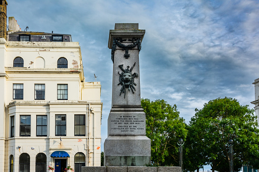London, England - Sep 7, 2021: Equestrian Statue of King George IV in Trafalgar Square in London