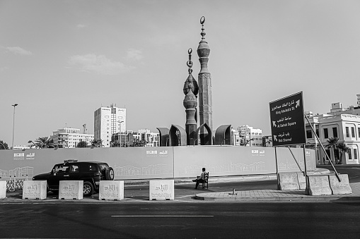 Islamic style monument at the entrance to the old town of Jeddah, Saudi Arabia