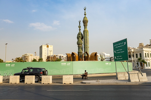 Islamic style monument at the entrance to the old town of Jeddah, Saudi Arabia