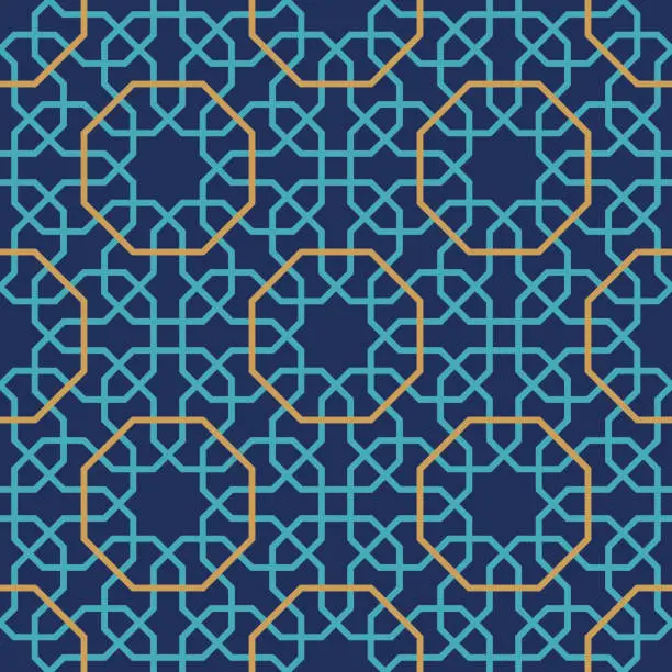 Vector illustration of Seamless Pattern. Traditional Islamic Background. Mosque decoration element.