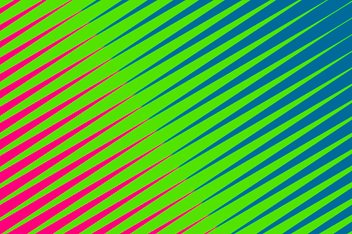 Op Art Slanted Lines - Half tone background - Green Teal Orange Striped Line Art