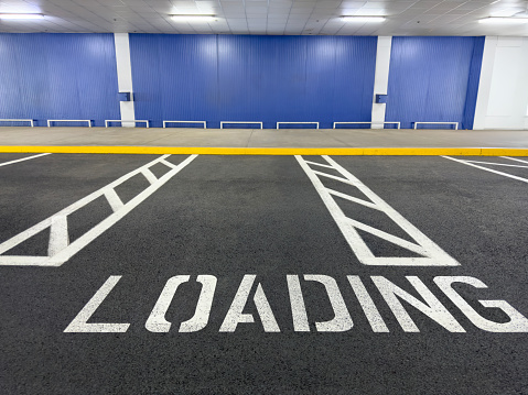 Loading dock and empty parking lots in a mall