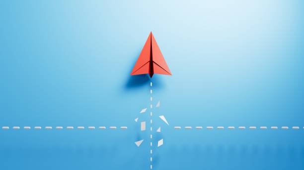 istock Organization, Leaderairplane and Teamwork concepts, RED paper plane group flying with arrow.3D rendering on blue background. 1715051448