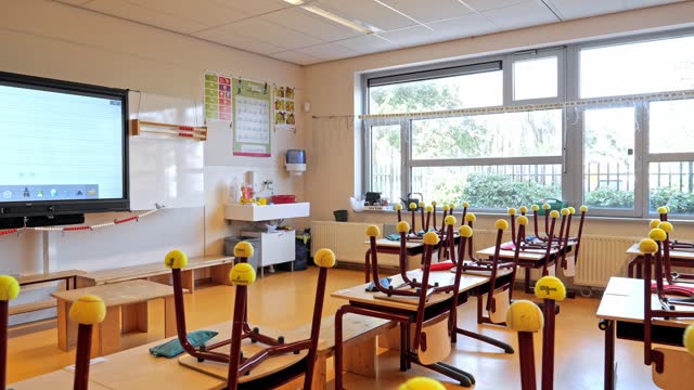 Empty classroom in a elementary school..