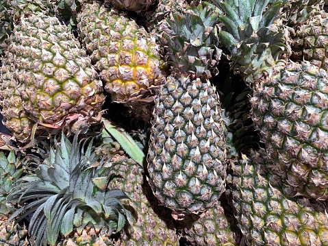 High Angle Full Frame View of Ripe Pineapple Fruit
