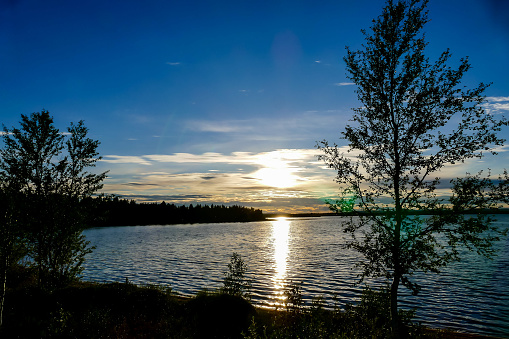 sunset over lake, beautiful photo digital picture