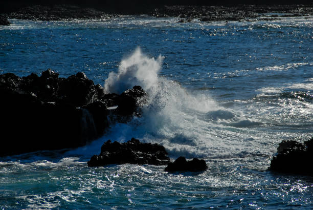 waves crashing on rocks, beautiful photo digital picture