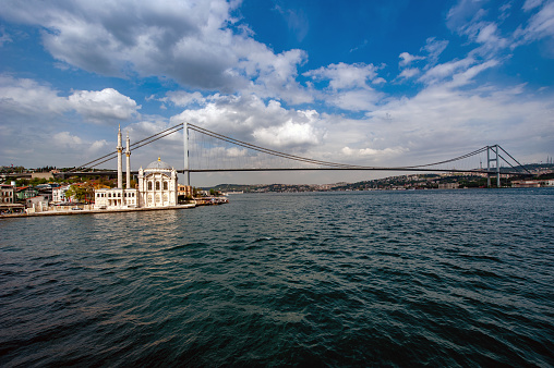 Ortaköy mosque and Bosphorus Bridge from wide angle
