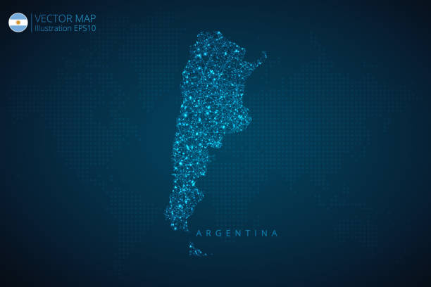 istock Business map of Argentina modern design with abstract digital technology mesh polygonal shapes on dark blue background 1715156895