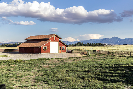 Red barn in Bozeman Montana