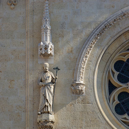 Close-up photo of a Statue Of Saint Joseph On The Portal Of The Zagreb Cathedral, Croatia