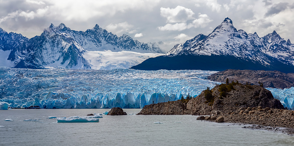 Grey Glacier in Torres del Paine National Park in Patagonia, southern Chile, South America.