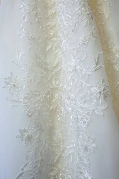 istock Lace and embroidery with beads on fabric 1715197677