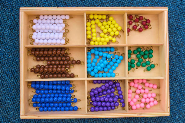 istock Wooden Box  Montessori Bead Manipulatives on a mat 1715202574