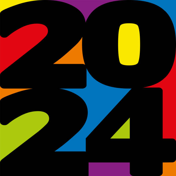 istock Greeting card 2024 with colorful graphics to present the new year. 1715203116